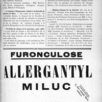 3816 - Page IX-3335 - Dernière Nouvelles. Association pour le développement des relations médicales / Le serment d’Hippocrate rétabli à la Faculté de médecine de Paris / Prix Nobel de chimie et de physique, pour 1935 / Médaille du Docteur Henri Bourgeois / Hôpital clinique de la Glacière