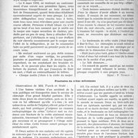 3835 - Page 3354 - Partie scientifique. La clinique au goût du jour. Tout traumatisme du crâne doit être radiographié sans délai. Quelques exemples probants. Projectiles intra-crâniens / Fractures du crâne méconnues