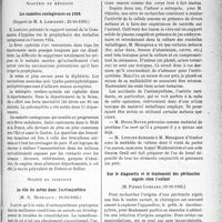 3910 - Page 3425 - Partie scientifique. L’Actualité scientifique. Les Sociétés Savantes. Paris. Académie de médecine. Les maladies contagieuses en 1934, (22-10-1935) / Société de chirurgie. Le rôle du métal dans l’ostéosynthèse, (16-10-1935) / Sur le diagnostic et le traitement des péritonites aiguës chez l’enfant, (16-10-1935)