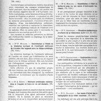 3915 - Page 3430 - Partie scientifique. L’Actualité scientifique. Les Thèses. Les examens de médecine préventive et la tuberculose chez les étudiants, par Dr Paul Jemy, (Th. 1935) / Contribution à l’étude de la dilatation kystique de l’extrémité inférieure de l’uretère. Ses rapports ayee la lithiase urétérale, par Dr P. Muller, (Th. 1935) / Nécroses arsénicales consécutives à l’emploi de l’arsenic en art dentaire, par Dr A. Zentz, (Th. 1935, ) / Contribution à l’étude des taches de sang sur les lames d’instruments tranchants, par Dr A. Monath, (Th. 1935) / Évolution épidémiologique prochaine de la tuberculose. Le B. C. G, par Dr P. Scherrer, (Th. 1935) / Cardiopathies de la première moitié de la gestation, par Dr N. Chremnitzer, (Thèse 1935) / Les causes d’erreur dans la radiographie de la voûte crânienne, par Dr L. Claudet, (Th. 1935)