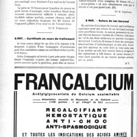 3945 - Page 3460-LXII - Correspondance. Application du tarif des accidents du travail. Appareil plâtré pour fracture d’un pouce / Certificats en cours de traitement / Suture du sac lacrymal