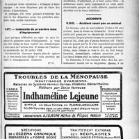 3948 - Page LXV-3463 - Correspondance. Questions médico-militaires. Les inaptes doivent en principe faire des périodes d'instruction / Indemnité de première mise d’équipement / Accidents. Accident causé par un animal