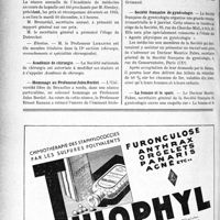 3959 - Page 3470-VIII - Dernières nouvelles. Nécrologie [Charles Richet] / Académie de médecine / Académie de chirurgie / Hommage au Professeur Jules Bordet / Faculté de médecine de Nancy / Société Française de gynécologie / Société Française de gynécologie