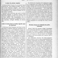 4074 - Page 3549 - Partie scientifique. L'actualité scientifique. La Presse. A propos des groupes sanguins [(Progrès Médical, 23 février 1935)] / Le chlore et l’acidose dans les troubles digestifs aigus du nourrisson [(Bulletin de l'Association des médecins de langue Française de l’Amérique du Nord, octobre 1935)] / Résultats cliniques de l’utilisation des greffes ovariennes [(Bruxelles Médicla, 3 Novembre 1935)]