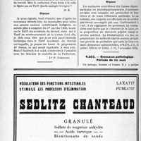4105 - Page 3580-LIV - Correspondance. Application du tarif des accidents du travail. Botte à la colle de Unna pour ulcère variqueux / Assurances sociales. Médecins contrôleurs des Assurances sociales / Grossesse pathologique. Période de six mois