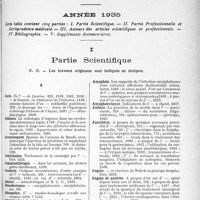 4214 - Page 3645 - Table des matières contenues dans le «Concours Médical». Année 1935. Partie Scientifique