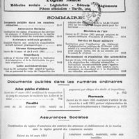 4346 - Page 5049 - Supplement documentaire, " L'Officiel Médical ". Médecine sociale - Législation - Décrets - Règlements Pièces officielles - Tarifs, etc / Sommaire / Documents publiés dans les numéros ordinaires. Asiles publics d’aliénés / Fiscalité / Pharmacie / Assurances Sociales. Coordination du régime d’assurance des ouvriers des arsenaux et établissements de la marine avec le régime général des Assurances sociales
