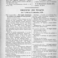 4399 - Page 5094 - Hôpitaux de l'assistance publique de Paris. Répartition des chefs de service, des chefs de clinique, des internes et externes pour l’année 1935-1936. Champrosay / Asile Sainte-Anne / Sanatorium D’Angicourt / Sanatorium de San-Salvadour / Galignani et Beloeuil / La Reconnaissance Fondation Brézin / Calendrier des Congrès, (du 1er juillet au 31 décembre 1935)