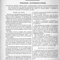 4401 - Page 5096 - Calendrier des Congrès, (du 1er juillet au 31 décembre 1935) / Maladies professionnelles. Proposition de résolution tendant à inviter le Gouvernement à étendre par décret la législation des maladies professionnelles aux affections pulmonaires déterminées par l’absorption de poussières siliceuses, calcaires ou argileuses, présentée par M. André J. -L. Breton, député. — (Renvoyée à la Commission d’assurance et de prévoyance sociales)