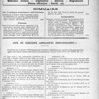 4406 - Page 5097 - Supplément documentaire, “ L’Officiel Médical ". Médecine sociale - Législation - Décrets - Règlements - Pièces officielles - Tarifs, etc / Sommaire / Liste de quelques ambulances endivisionnées. Circulaire du 4 octobre 1933 concernant certaines ambulances ou sections d’hospitalisation ayant fonctionné comme formations divisionnaires (Guerre 1914-1918) (N° 26786/M. A)