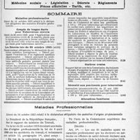 4446 - Page 5129 - Supplément documentaire, " L'Officiel Médical ”. Médecine sociale - Législation - Décrets - Règlements - Pièces officielles - Tarifs, etc / Sommaire / Maladies Professionnelles. Décret du 16 octobre 1935 relatif à la déclaration obligatoire des maladies d'origine professionnelle