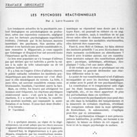 0016 - Page 15 - Partie scientifique. Travaux originaux. Les psychoses réactionnelles, Par J. Lévy-Valensi