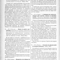 0033 - Page 32 - Partie scientifique. L'actualité scientifique. Le Thèses. Météorologie médicale, par Dr L. -M. Carles (Thèses 1936) / Études de syphilis expérimentale, par Dr P. Collart (Thèses 1936) / Recherche sur la tolérance de l’appareil optique à l'acétylarsan, par Dr R. Guébel (Thèses 1936) / L’utilisation des courbes glycémiques après injection veineuse en pathologie viscérale, par Dr A. Biron (Thèses 1936) / Protection des aliments contre les souillures extérieures, par Dr L. Peretz (Thèses 1936)