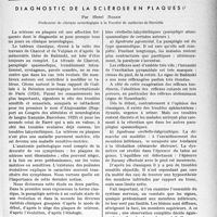 0076 - Page 75 - Partie scientifique. Travaux originaux. Diagnostic de la sclérose en plaques, Par Henri. Roger