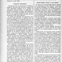 0091 - Page 90 - Partie scientifique. L'actualité scientifique. La Presse. De la contagiosité des formes dites « fermées » de tuberculose chez les enfants du premier âge [(La Presse Médicale, 8 août 1936)] / Septicémies colibacillaires [(Journal des Praticiens, 27 juin 1936)] / Hérédo-syphilis nerveuse à type familial [(Le Bulletin Médical, 3 octobre 1936)]