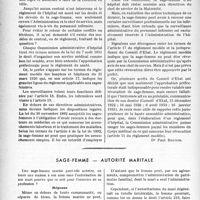 0103 - Page 102 - Partie professionnelle, Hygiène, Assistance, Mutualité, Intérêts corporatifs, Variétés. Bulletin de l’Actualité. Statut légal des sages-femmes d'hôpitaux / Sage-femme- Autorité maritale
