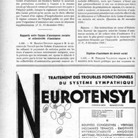 0121 - Page 120-LVIII - A Travers l’officiel. Réponses des ministres aux questions des parlementaires. Soins donnés en clinique privée à un assuré social sorti de l’hôpital public / Rapports entre Caisses d’assurances sociales et collectivités d’assistance / Diplôme d’assistante du devoir social