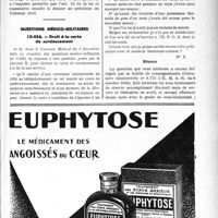 0126 - Page LXIII-125 - Correspondance. Accidents. Garanties accordées à un accidenté du travail dont le patron n’est pas assuré / Questions médico-militaires. Droit à la carte de surclassement