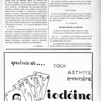 0138 - Page XI-137 - Dernières nouvelles. Une Conférence du Docteur R. -H. Hazemann au Cercle Claude Bernard / A Travers l’officiel. Asiles publics d’aliénés / Enseignement de la médecine