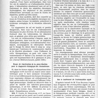 0155 - Page 154 - Partie scientifique. L’actualité scientifique. La Presse. Le régime déchloruré et la cure de rechloruration dans le traitement des néphrites et des albuminuries chroniques [(Le Journal Médical Français, juillet 1936)] / Essais de réactivation de la gono-réaction pour le diagnostic étiologique des rhumatismes [(La Presse Médicale, 26 septembre 1936)] / Sur le traitement de l’ostéomyélite aiguë [(La Science Médicale Pratique, 1er octobre 1936)]