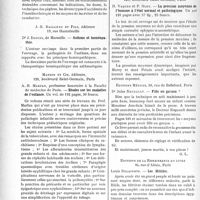 0161 - Page 160 - Partie scientifique. L’actualité scientifique. Les Livres. Le diabète infantile; par Georges Mouriquand et Georges Charleux, Doin et Cie, éditeurs / Asthme et homéopathie, par Dr J. Daniel, J. -B. Baillière et Fils, éditeurs / Études sur les maladies de l’enfance, par A. -B. Marfan, Masson et Cie, éditeurs, Paris / Plastique mammaire, par Drs C. Claqué et J. Bernard, Masson et Cie, éditeurs, Paris / La pression moyenne de l’homme à l’état normal et pathologique, par H. Vaquez et P. Gley, Masson et Cie, éditeurs, Paris / Fille ou garçon ? par Dr Jules Regnault, éditions médicis, Paris / Les Hittites, par Louis Delaporte, éditions de la Renaissance du livre, Paris