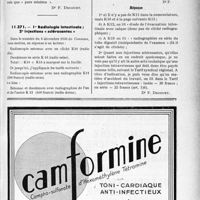 0196 - Page LXV-195 - Correspondance. Application du tarif des accidents du travail. A propos d’interdiction ou non du cumul / Radiologie intestinale ; Injections « sclérosantes »