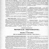 0245 - Page 244 - Partie professionnelle, Hygiène, Assistance, Mutualité, Intérêts corporatifs, Variétés. Hôpitaux de l'assistance publique de Paris. Enseignement, concours, avis divers / Reportage professionnel. Nouvelles et Informations. Congrès de médecine et de pharmacie militaires de Bucarest