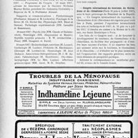 0263 - Page 262-VIII - Dernières nouvelles. Prix Saintour 1937 / Premier congrès international de pyrétothérapie / Congrès international du tourisme, du thermalisme et du climatisme