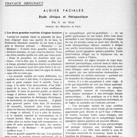 0272 - Page 271 - Partie scientifique. Travaux originaux. Algies faciales. Étude clinique et thérapeutique, par S. de Sèze. Les deux grandes variétés d'algies faciales