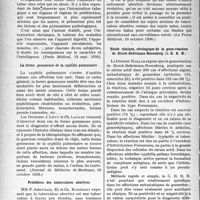 0285 - Page 284 - Partie scientifique. L'Actualité Scientifiques. La Presse. Le péril tabagique. Le tabagisme [(Paris Médical, 12 sept. 1936)] / La forme gommeuse de la syphilis pulmonaire [(Journal de Médecine de Bordeaux, 10 octobre 1936)] / Problèmes des tuberculoses abortives [(La Presse Médicale, 10 octobre 1936)] / Étude clinique, sérologique de la gono-réaction de Bruck-Behrmann-Rosenberg (G. B. B. R) [(Bratistavske Lekarske Listy, septembre 1936)]