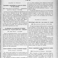 0286 - Page 285 - Partie scientifique. L'Actualité Scientifiques. Les Sociétés Savantes. Paris. Académie de médecine. Vaccination antivariolique au moyen de cultures de virus vaccinal, (1-12-1936) / Le mécanisme de la production de L’œdème du poumon par les gaz de guerre dits « suffocants », (1-12-19361 / L’oeuvre sanitaire en Afrique occidentale Française, (15-12-1936) / Académie de chirurgie. Métrorrhagie sénile due à une tumeur de l’ovaire, (28-10-1936) / Absence congénitale de vagin. Opération de Faldwin améliorée, (28-10-193 6)