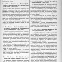 0290 - Page 289 - Partie scientifique. L'Actualité Scientifiques. Les Thèses. Contribution à l’étude de l’embryothérapie, par Dr R. Clarac (Thèses1936) / Essai de justification de l’endocrinothérapie par l’hormone de follicule ovarien, par Dr. G. De Bermingham (Thèses1936) / Contribution à l’étude des troubles digestifs secondaires aux rhino-pharyngites dans la première enfance, par Dr A. Ribert (Thèses1936) / Les disjonctions traumatiques de la symphyse pubienne, par Dr P. Durand (Thèses1936) / Sur trois cas d’abcès des muscles temporaux, par Dr Mordelet (Thèses1936) / Le contrôle sanitaire des oeufs destinés à l’alimentation, par Dr G. Nain (Thèses1936)