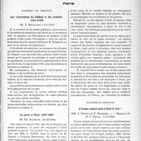 0362 - Page 361 - Partie scientifique. L'actualité Scientifique. Les Sociétés Savantes. Paris. Académie de médecine. Sur l’inscription au tableau A des produits radioactifs, (5-1-1937) / La peste à Paris (1917-1937), (15-12-1936) / Académie de chirurgie. L’évipan sodique peut-il léser le rein ?, (4-11-1936)