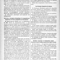 0365 - Page 364 - Partie scientifique. L'actualité Scientifique. Les Congrès. Premier congrès de chirurgie structive, (Bruxelles, 3-4 octobre 1936). Chirurgie réparatrice et restauration fonctionnelle de la division palatine, M. Sanveneoro-Roselli / Correction chirurgico-orthopédique du prognathisme congénital et du faux prognathisme traumatique, M. Gérard Maures / Greffons libres de graissé pour la restauration plastique de la région zygomatique, M. Manna / La chirurgie réparatrice du larynx, M. Portmann / Prothèse crânienne et restauration nasale. Fracture du nez et enfoncement de la région frontale, M. Pont / Les réactions fibreuses hypertropiques après interventions esthétiques sur le nez, pratiquées par voie endo-nasale, M. Prévot
