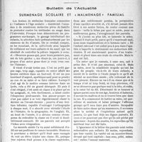 0368 - Page 367 - Partie professionnelle, Hygiène, Assistance, Mutualité, Intérêts corporatifs, Variétés. Bulletin de l’Actualité. Surmenage scolaire et «malmenage» familial