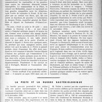 0382 - Page 381 - Partie professionnelle, Hygiène, Assistance, Mutualité, Intérêts corporatifs, Variétés. L’actualité professionnelle. Souvenirs de guerre d'un médecin volontaire alsacien. Une pleurésie purulente tuberculeuse, à la suite d’un ensevelissement dans la neige / La peste et la guerre bactériologique