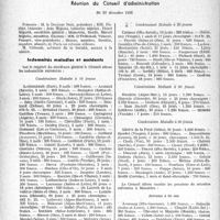 0383 - Page 382 - Partie professionnelle, Hygiène, Assistance, Mutualité, Intérêts corporatifs, Variétés. L’actualité professionnelle. Mutualité familiale du corps médical Français. Réunion du Conseil d'administration du 23 décembre 1936. Indemnités maladies et accidents