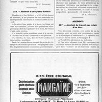 0391 - Page 390-LVI - Correspondance. Application des tarifs d’honoraires. Ablation d’une petite tumeur / Accidents. Accident du travail par le fait d’un tiers