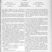 0428 - Page 427 - Partie scientifique. Travaux originaux. Séquelles de paludisme de guerre vingt ans après, Par MM. Pierre Ourry, Louis Matinier, André Mathieu. Le paludisme en clientèle de ville
