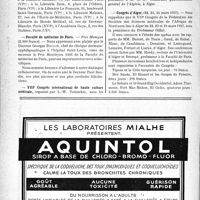 0529 - Page 530-VIII - Dernières nouvelles. UMFIA ou Union médicale latine / Faculté de médecine de Paris / VIIIe Congrès international de haute culture médicale / Congrès d’Alger