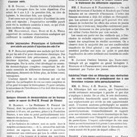 0558 - Page 559 - Partie -scientifique. L'actualité scientifique. Les Sociétés Savantes. Paris. Société médico-chirurgicale des hôpitaux libres, Séance du 3 novembre 1936. Deux ingestions à six mois de distance de corps étrangers. Forme dangereuse des corps introduits. Évacuation spontanée sans perforation, ni accident d’aucune sorte / Aurides polymorphes (Purpuriques et Lichenoïdes) avec abcès aux points d’injection des sels d’or / Quelques éléments de documentation sur les travaux contre le cancer du Prof. E. Freund (de Vienne) / Essai d’utilisation de l’urine de jeunes enfants pour le traitement des déficiences organiques / Inhibition rénale chez un lithiasique sans obstruction des voies excrétrices et probablement due à une thrombose veineuse intra-parenchymateuse / Société d’oto-rhino-laryngologie de Paris, Séance du 26 novembre 1936. Corps étranger du sinus maxillaire