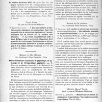 0561 - Page 562 - Partie -scientifique. L'actualité scientifique. Les Livres. Les livres qui viennent de paraître… / Précis élémentaire d’anatomie, de physiologie, de pathologie et de thérapeutique appliquée, par P. Rudaux, Masson et Cie, éditeurs / Les méthodes manuelles de respiration artificielle, par D. Cordier, Masson et Cie, éditeurs / Mémoire sur les formes insoupçonnées du parasitisme. Une maladie nouvelle, I’anguillulose, par Docteur G. Aveline, Librairie Marcel Vigne