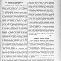 0574 - Page 575 - Partie professionnelle, Hygiène, Assistance, Mutualité, Intérêts corporatifs, Variétés. L'actualité professionnelle. La Presse et les Sociétés. Les conditions de fonctionnement du carnet sanitaire belge [(Le Médecin belge, 15 août 1936)] / Éducation physique féminine