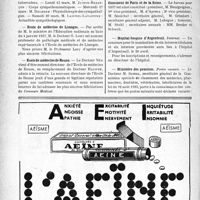 0605 - Page 606-VIII - Dernières nouvelles. Hôpital de la Pitié / Ecole de médecine de Limoges / Ecole de médecine de Rouen / L’A. D. R. M / Conseil général des Sociétés médicales d’arrondissement de Pariset de la Seine / Hôpital-hospice d’Argenteuil / Ministère des pensions