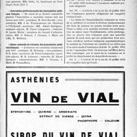 0606 - Page IX-607 - Dernières nouvelles. Ministère des pensions / Association Française des femmes médecins / Association professionnelle des journalistes médicaux Français / Caisse mutuelle de retraites des journalistes médicaux Français / A travers l’officiel. Assistance médicale gratuite