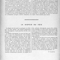 0619 - Page 620 - Partie scientifique. Travaux originaux. Clinique chirurgicale. Pourquoi est-il si difficile de fixer la date de l’accouchement ?, par le Docteur Marie Tisserand / La biopsie du foie [P. Lacroix]