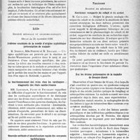 0716 - Page 717 - Partie scientifique. L’actualité scientifique. Les Sociétés Savantes. Montpellier. Société des sciences médicales et biologiques de Montpellier et du Languedoc méditerranéen, Séance du 20 novembre 1936. Séance du 27novembre 1936 / Lille. Société médicale et anatomo-clinique. Séance du 24 novembre 1936 / Toulouse. Société de médecine. Biochimie comparée du cobalt et du nickel / Sur les lésions pulmonaires de la maladie de Besnier-Boeck