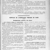 0742 - Page 743 - Partie professionnelle, Hygiène, Assistance, Mutualité, Intérêts corporatifs, Variétés. Faculté de médecine de Paris. Enseignement et actes de la Faculté / Hôpitaux de l’assistance publique de Paris. Enseignement, concours, avis divers