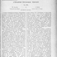 0770 - Page 771 - Partie scientifique. Travaux originaux. L'épilepsie psychique toxique, par MM, H. Claude et J. Borel