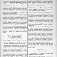 0792 - Page 793 - Partie scientifique. L’actualité scientifique. Les Livres. Manuel de puériculture, par P. Lereboullet / Formulaire Astier, Librairie du Monde Médical et Vigot frères, éditeurs, Paris7e édition, 1937 / Manuel pratique de l’infirmière soignante, par Mlle M. -L. Nappée / Vie subie. Vie voulue. Vie rêvée, par Dr Fernand Raoult, Éditions Spes, Paris (Ve)